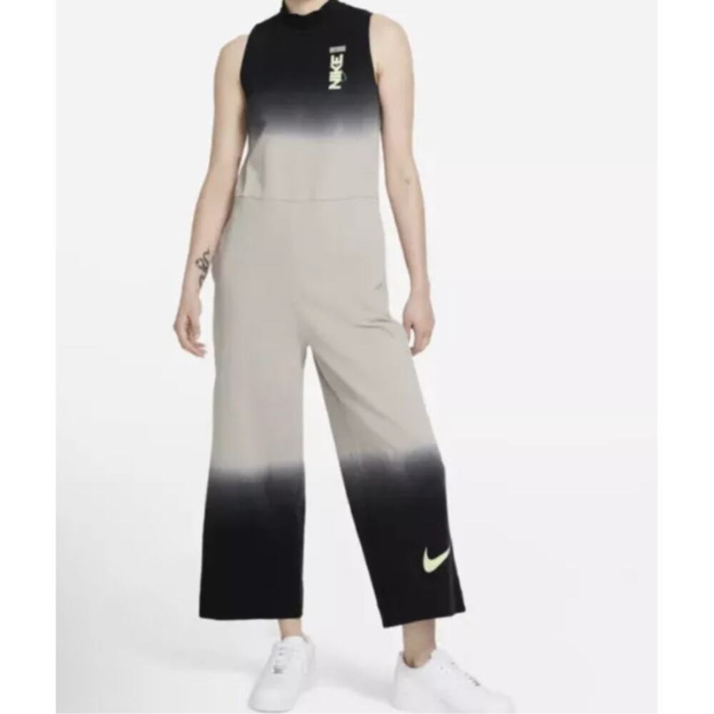 Nike Womens Wide Leg Overalls Size XL Sporty Athletic Stretch Ombre Activewear